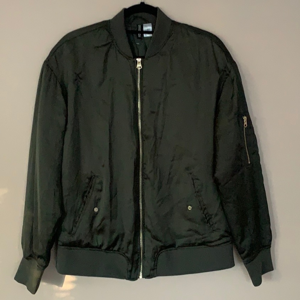 Cargo Green Satin Bomber Jacker